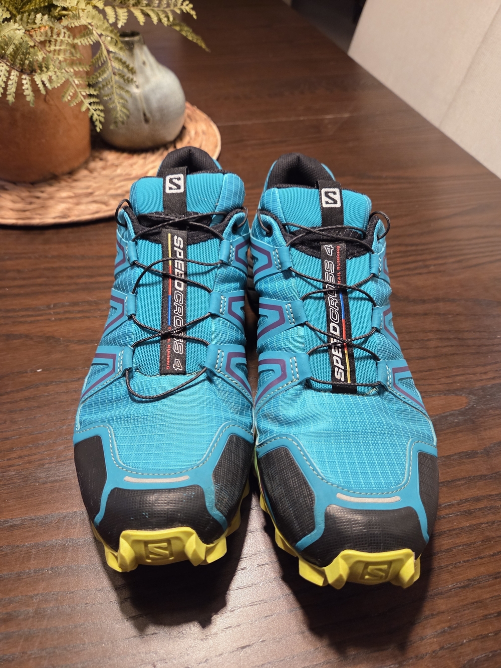 Salomon Speedcross 4 Women's Trail Running Shoes Size 11 Teal/Lime Hiking - Picture 2 of 10